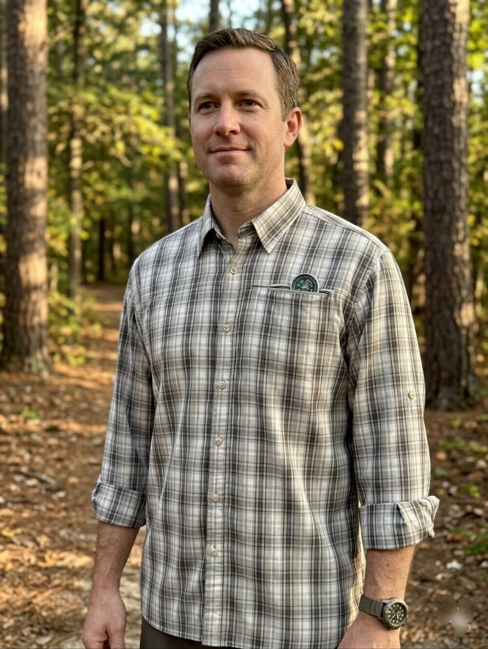 Eddie Bauer Conseal Roll-tab Sleeve Collared Button Down Shirt